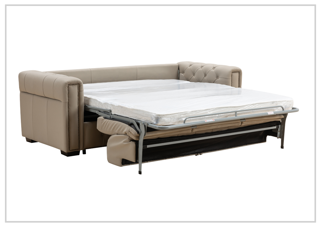Callas Queen Sleeper Sofa | Gray Leather | Button Tufts | Digio Leather