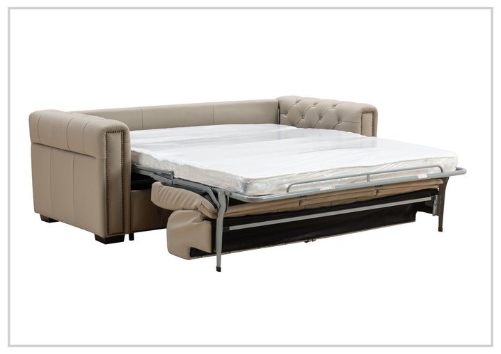 Callas Queen Sleeper Sofa | Gray Leather | Button Tufts | Digio Leather