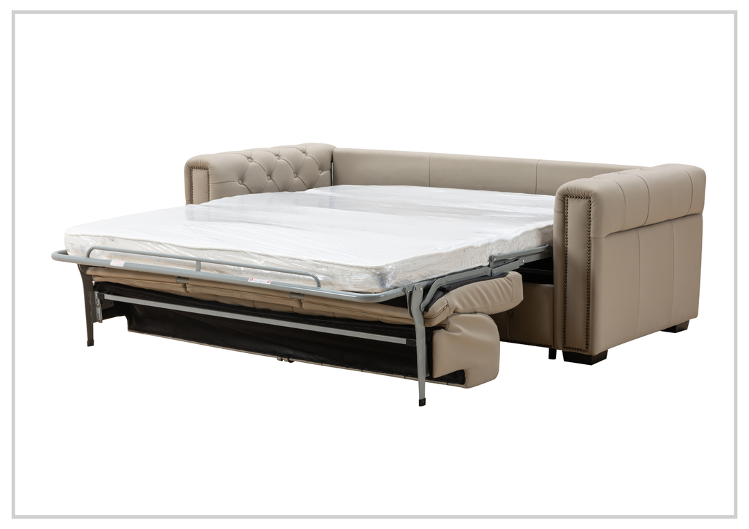 Callas Queen Sleeper Sofa | Gray Leather | Button Tufts | Digio Leather
