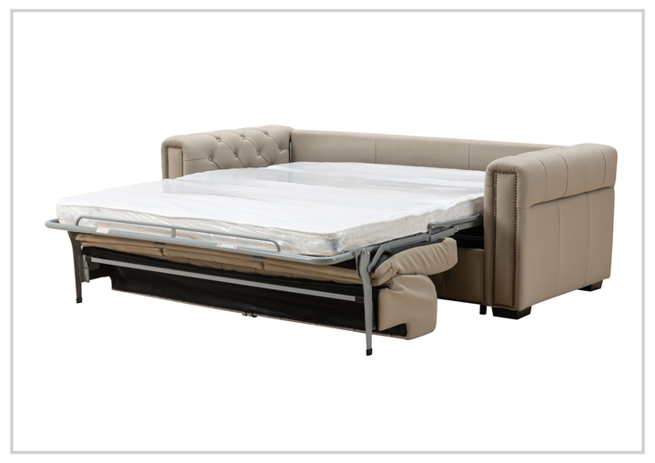 Callas Queen Sleeper Sofa | Gray Leather | Button Tufts | Digio Leather
