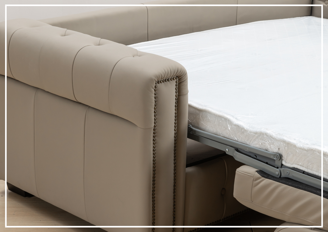 Callas Queen Sleeper Sofa | Gray Leather | Button Tufts | Digio Leather