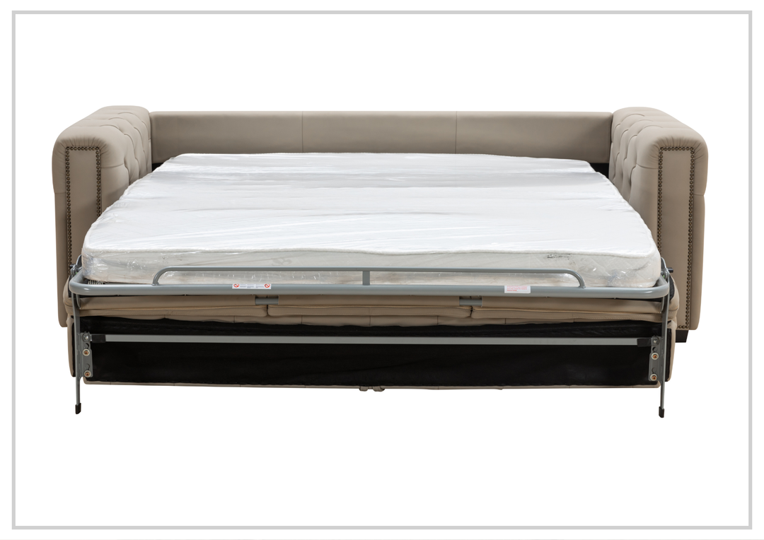 Callas Queen Sleeper Sofa | Gray Leather | Button Tufts | Digio Leather