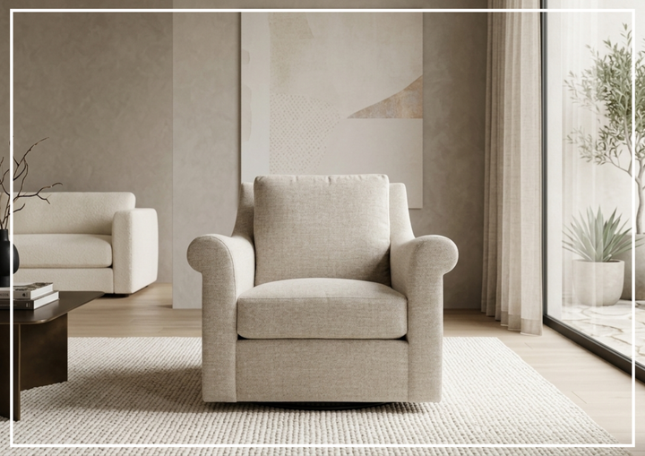 Keirnan Gray Fabric Swivel Chair | 360-degree Base | Bernhardt - Jennihome