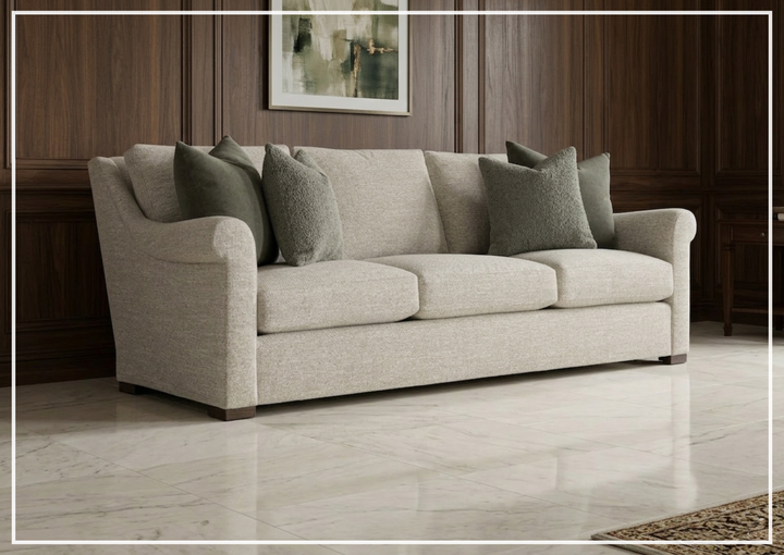 Keirnan Gray Fabric Sofa | Rolled Arms | Bernhardt