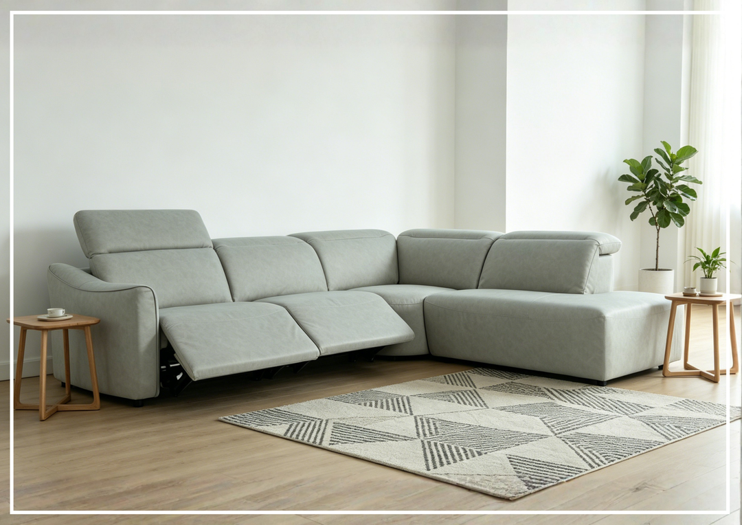 Arlo Power Recliner Sectional Sofa with Chaise | Gray Fabric | Klaussner-JenniHome