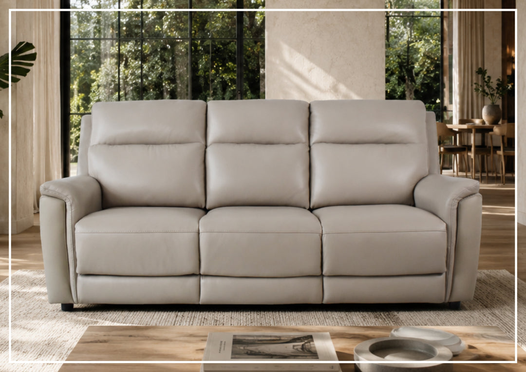 Klaussner Aven Leather Match 3 Seater Queen Sleeper Sofa in Beige-Jennihome