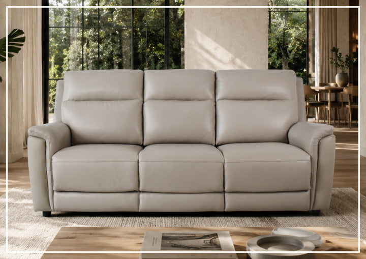 Klaussner Aven Leather Match 3 Seater Queen Sleeper Sofa in Beige-Jennihome