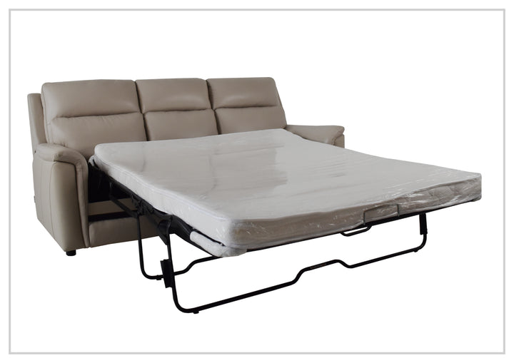 Klaussner Aven Leather Match 3 Seater Queen Sleeper Sofa in Beige-Jennihome