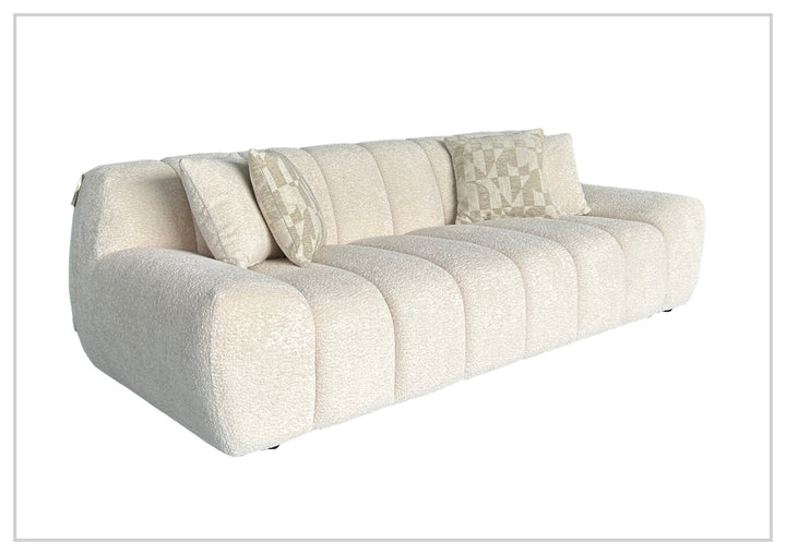 Bellanzo Italian Boucle Fabric Sofa | Deep Tufted Seats & Square Arms | Klaussner