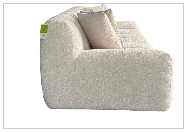 Bellanzo Italian Boucle Fabric Sofa | Deep Tufted Seats & Square Arms | Klaussner