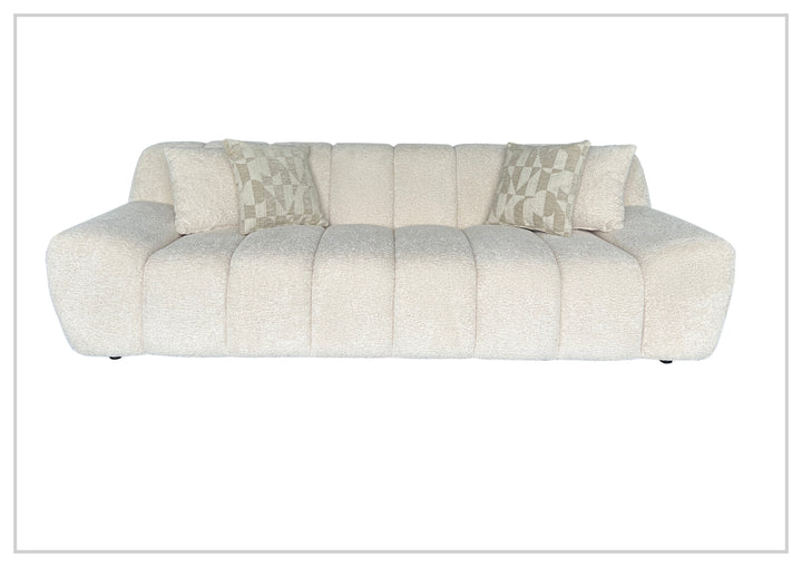Bellanzo Italian Boucle Fabric Sofa | Deep Tufted Seats & Square Arms | Klaussner