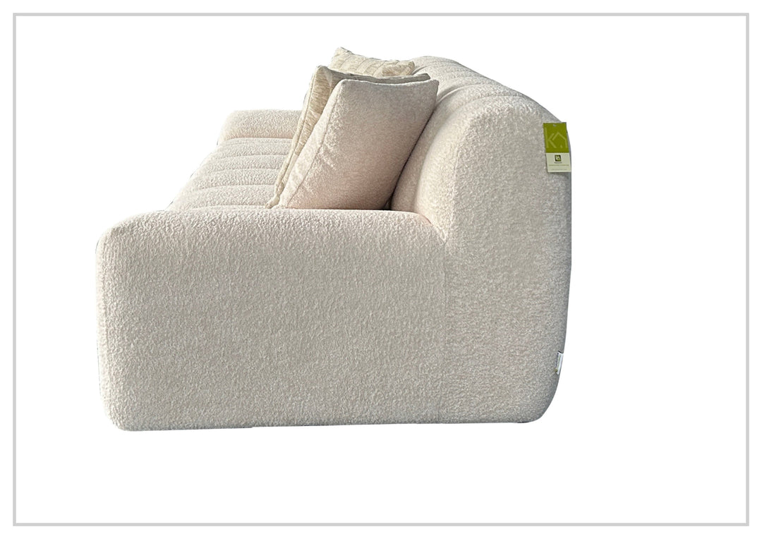 Bellanzo Italian Boucle Fabric Sofa | Deep Tufted Seats & Square Arms | Klaussner