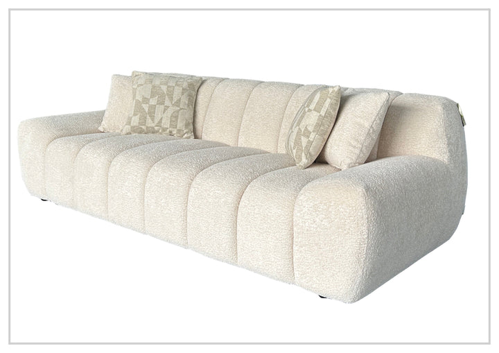 Bellanzo Italian Boucle Fabric Sofa | Deep Tufted Seats & Square Arms | Klaussner