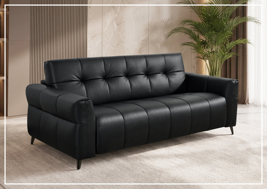 Brantley Faux Leather Queen Sleeper Sofa | Padded Track Arms | Klaussner