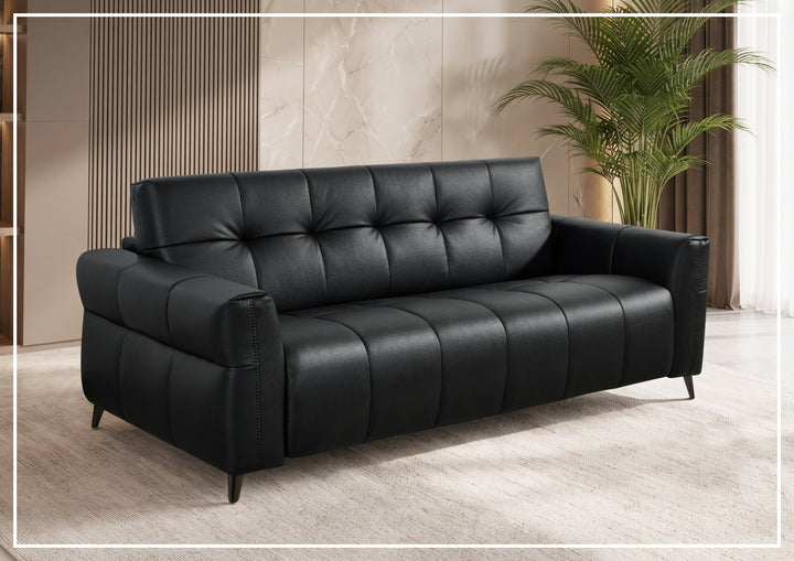 Brantley Faux Leather Queen Sleeper Sofa | Padded Track Arms | Klaussner