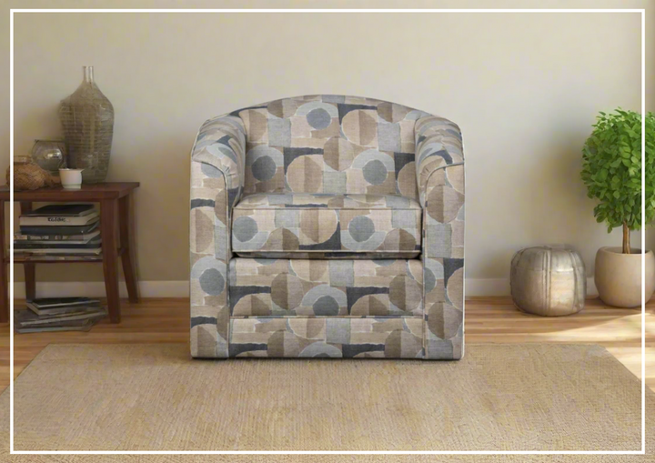 Klaussner Edena Fabric Swivel Chair with Tight Back Design-Jennihome