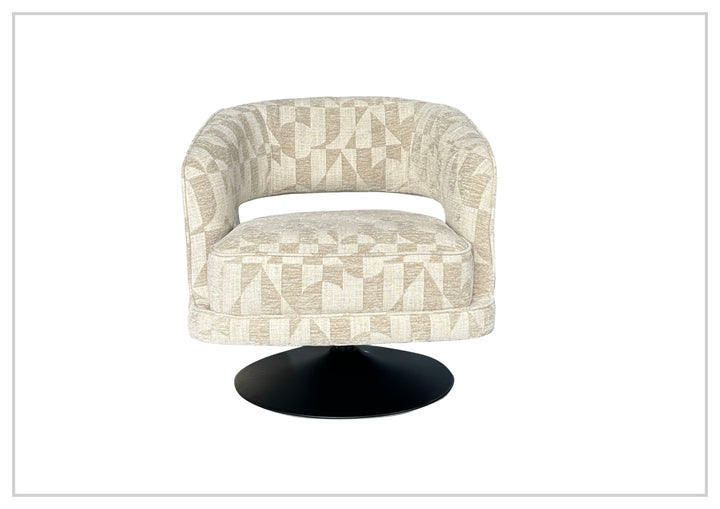 Fallon Fabric Swivel Chair | Geometric Barrel Design | Klaussner-Jennihome