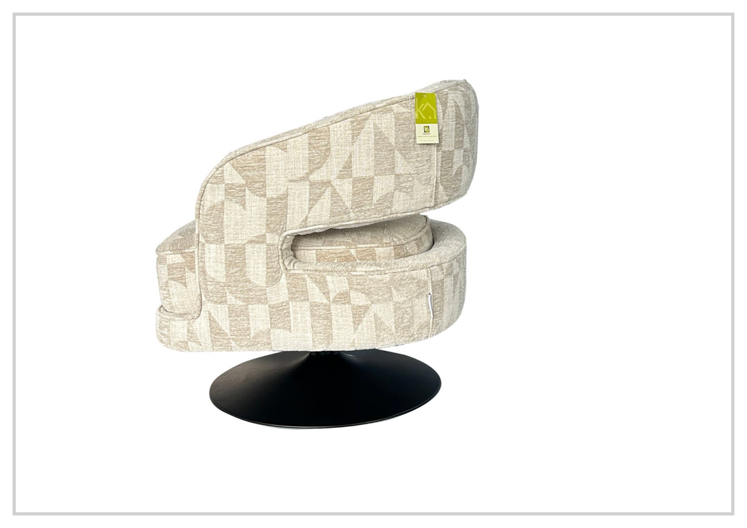 Fallon Fabric Swivel Chair | Geometric Barrel Design | Klaussner-Jennihome