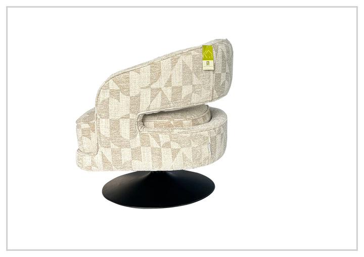 Fallon Fabric Swivel Chair | Geometric Barrel Design | Klaussner-Jennihome