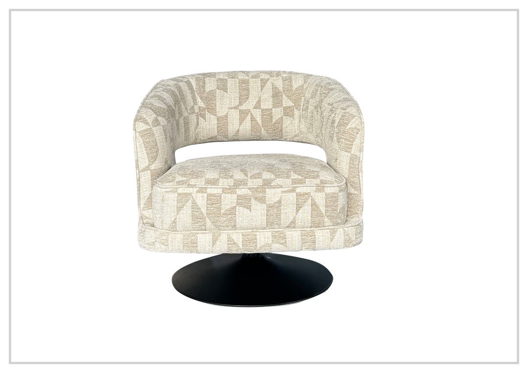 Fallon Fabric Swivel Chair | Geometric Barrel Design | Klaussner-Jennihome