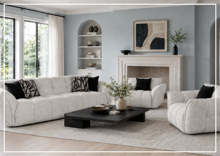 Faviano Fabric Curved Sofa | Sculpted Arms | Klaussner- Jennihome