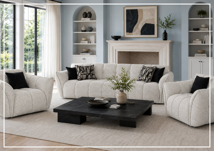 Faviano Fabric Curved Sofa | Sculpted Arms | Klaussner- Jennihome
