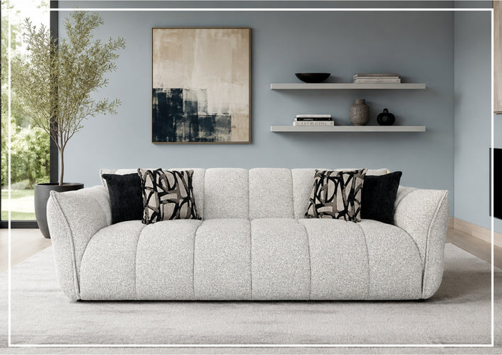 Faviano Fabric Curved Sofa | Sculpted Arms | Klaussner- Jennihome