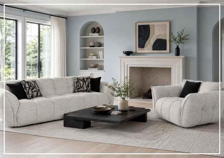 Faviano Fabric Curved Sofa | Sculpted Arms | Klaussner- Jennihome