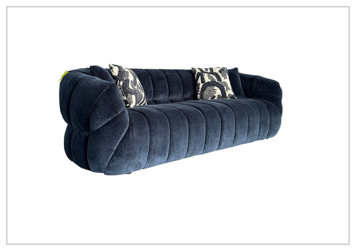 Ferrara Channel Tufted Sofa with Round Arms| Blue Fabric | Klaussner-JenniHome