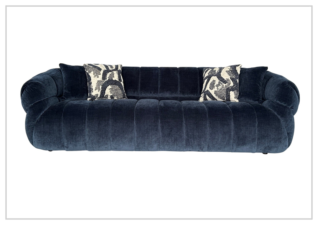 Ferrara Channel Tufted Sofa with Round Arms| Blue Fabric | Klaussner-JenniHome