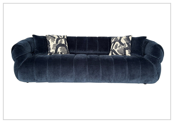 Ferrara Channel Tufted Sofa with Round Arms| Blue Fabric | Klaussner-JenniHome