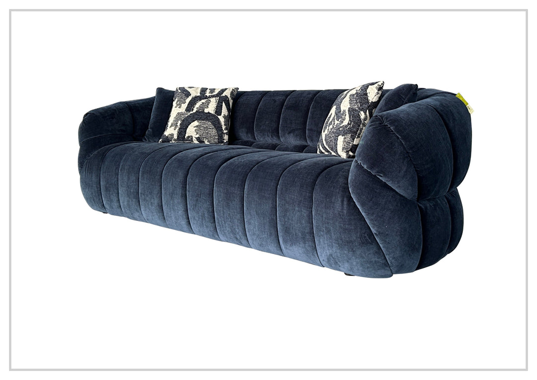 Ferrara Channel Tufted Sofa with Round Arms| Blue Fabric | Klaussner-JenniHome