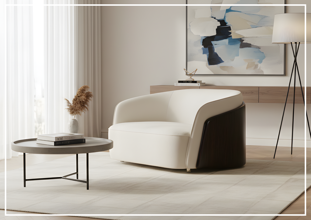 Imperoo Glossy Lounge Chair | Off-White Fabric | Klaussner - Jennihome