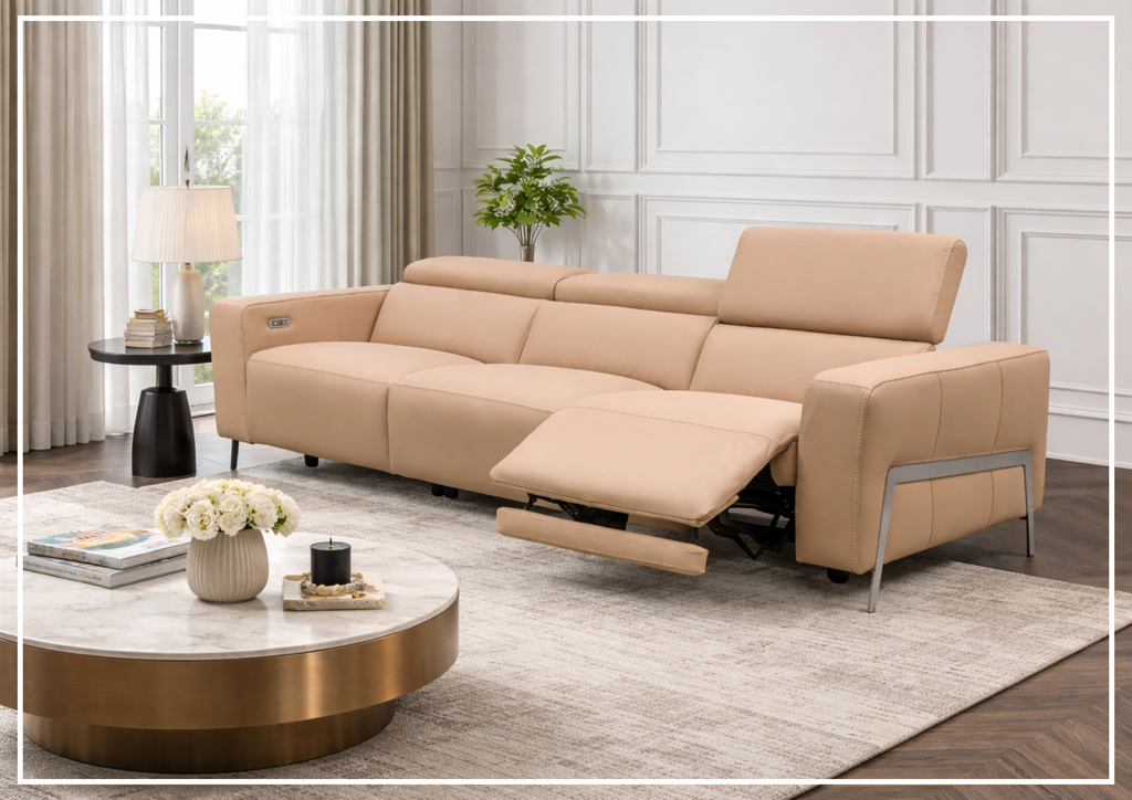 Klaussner Prestigio 3-Seater Power Reclining Sofa with Adjustable Headrest and Footrest