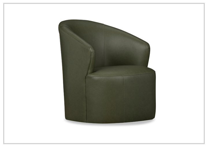 Klaussner Luna Leather Green Swivel Chair with Ultraluxe Cushion-Jennihome