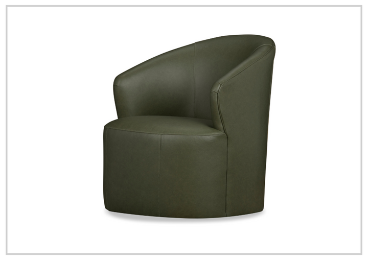 Klaussner Luna Leather Green Swivel Chair with Ultraluxe Cushion-Jennihome