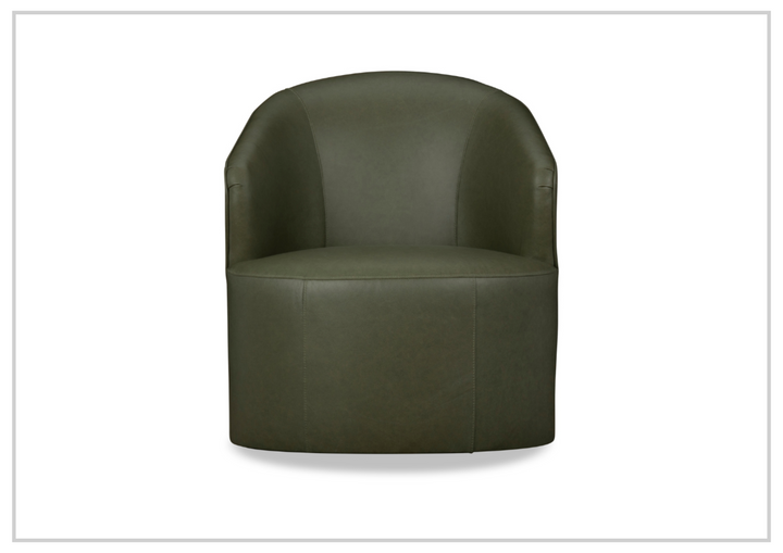 Klaussner Luna Leather Green Swivel Chair with Ultraluxe Cushion-Jennihome