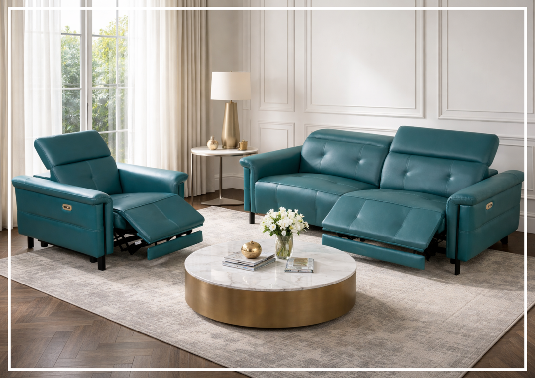 Oliviana Leather Sofa Set | Power Motion Recliner | Triple Motors | Klaussner