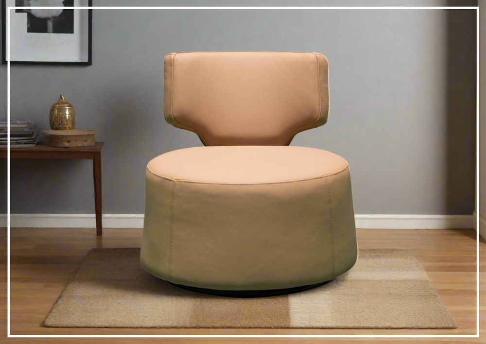 Klaussner Pavia Leather Swivel Chair with Foam Back & Seat Cushion-Jennihome