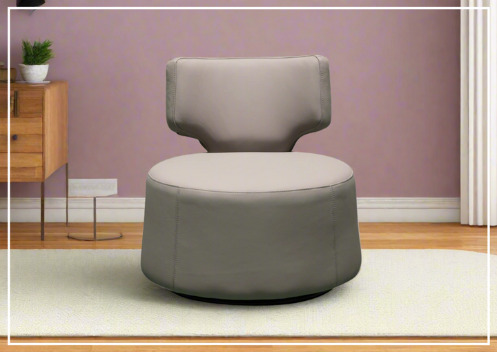 Klaussner Pavia Leather Swivel Chair with Foam Back & Seat Cushion-Jennihome