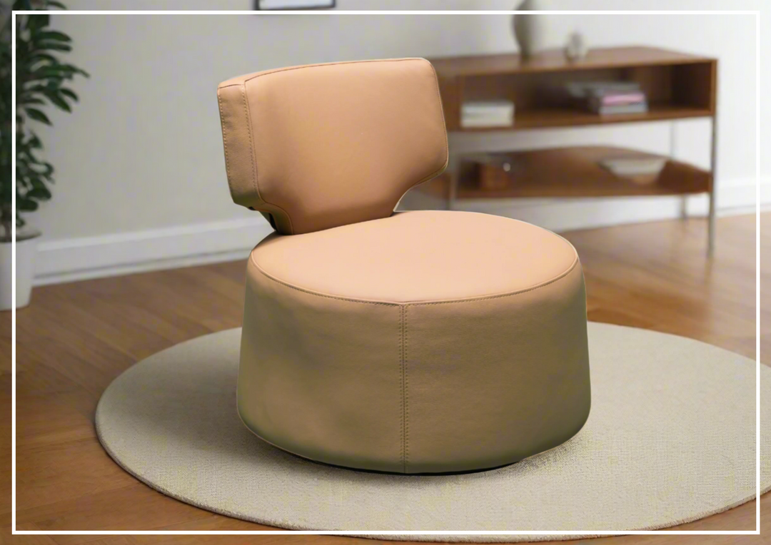 Klaussner Pavia Leather Swivel Chair with Foam Back & Seat Cushion-Jennihome