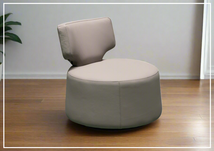 Klaussner Pavia Leather Swivel Chair with Foam Back & Seat Cushion-Jennihome