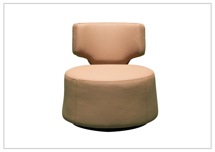 Klaussner Pavia Leather Swivel Chair with Foam Back & Seat Cushion-Jennihome
