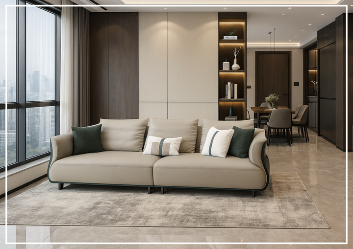 Ricordo 4-Seater Sofa | Beige Leather | Deep Seats | Klaussner