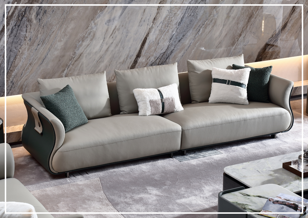 Ricordo 4-Seater Sofa | Beige Leather | Deep Seats | Klaussner