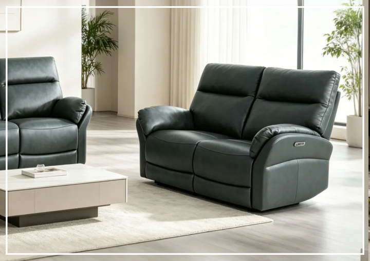 Riverton Leather Reclining Loveseat | USB Charging | Klaussner