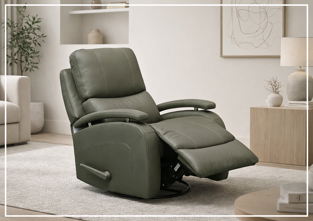 Klaussner Rosen Swivel Glider Recliner Chair in Leather