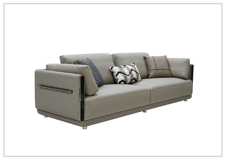 Soriano Leather 3-Seater Sofa | Metallic Base | Marble Accents | Klaussner