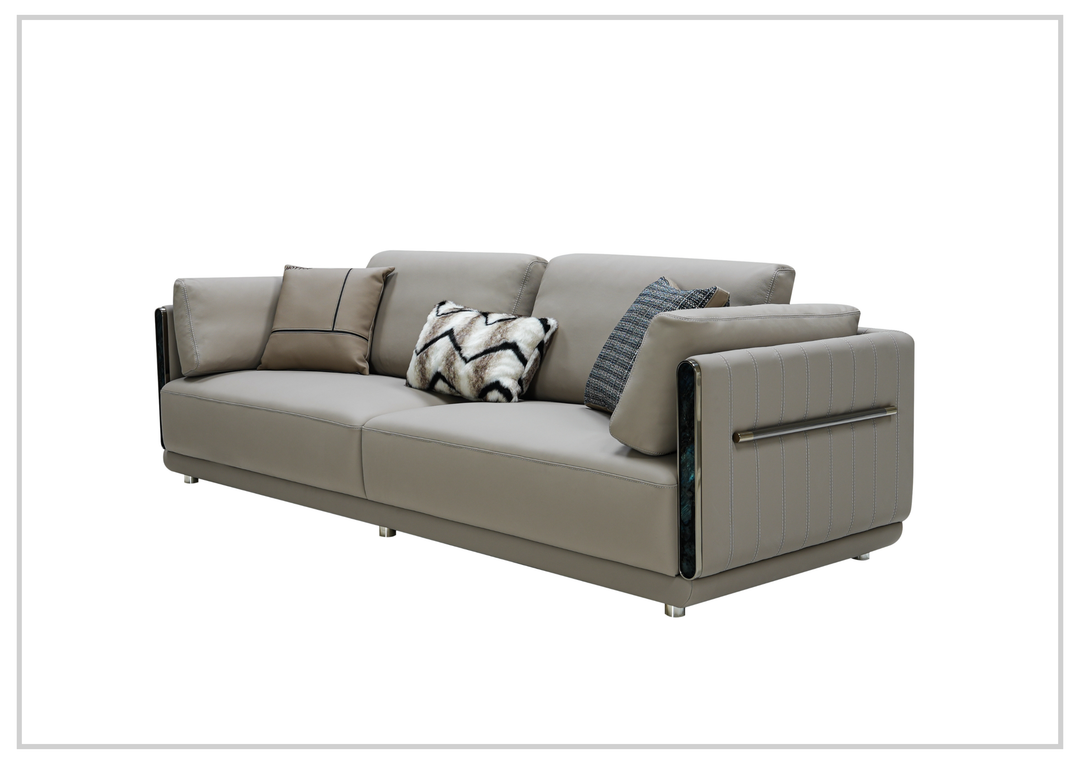 Soriano Leather 3-Seater Sofa | Metallic Base | Marble Accents | Klaussner