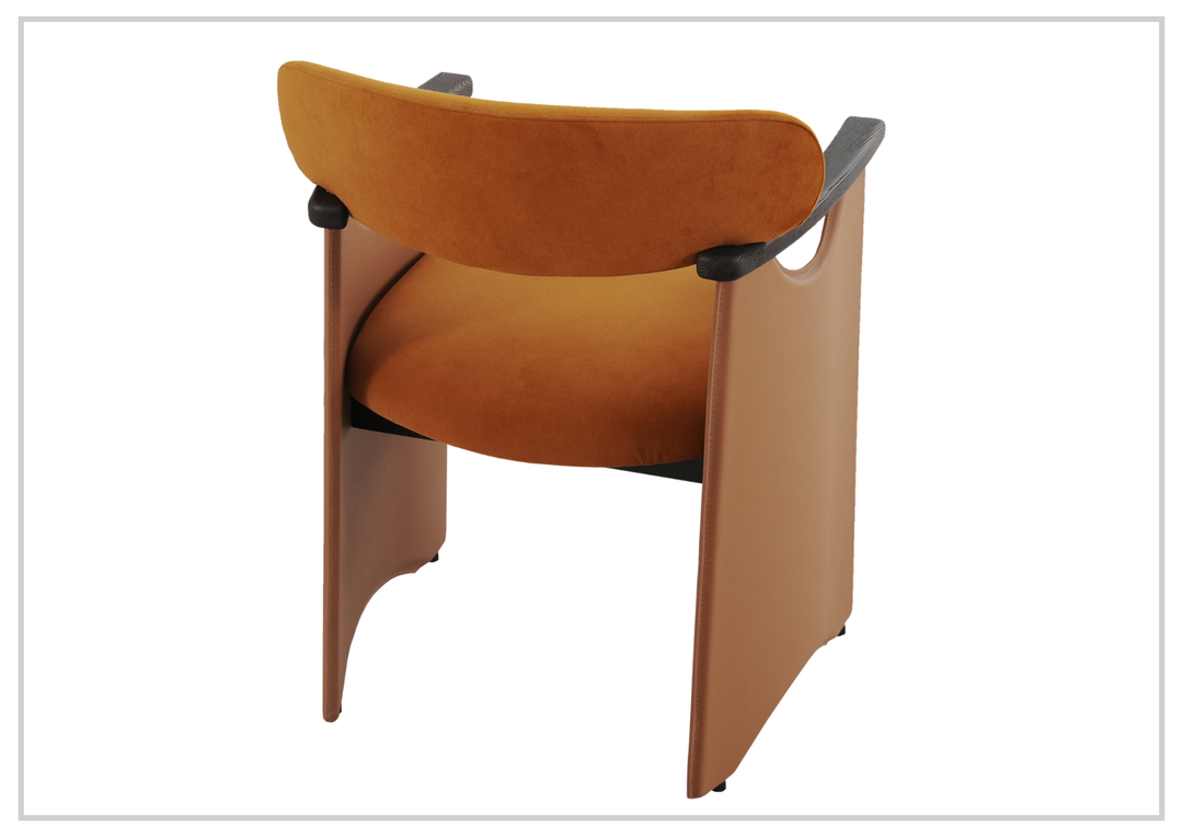 Visione Arm Dining Chair | Orange | Leather | Metal Legs | Klaussner-jennihome